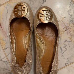 Tory Burch Metallic Gold Flats